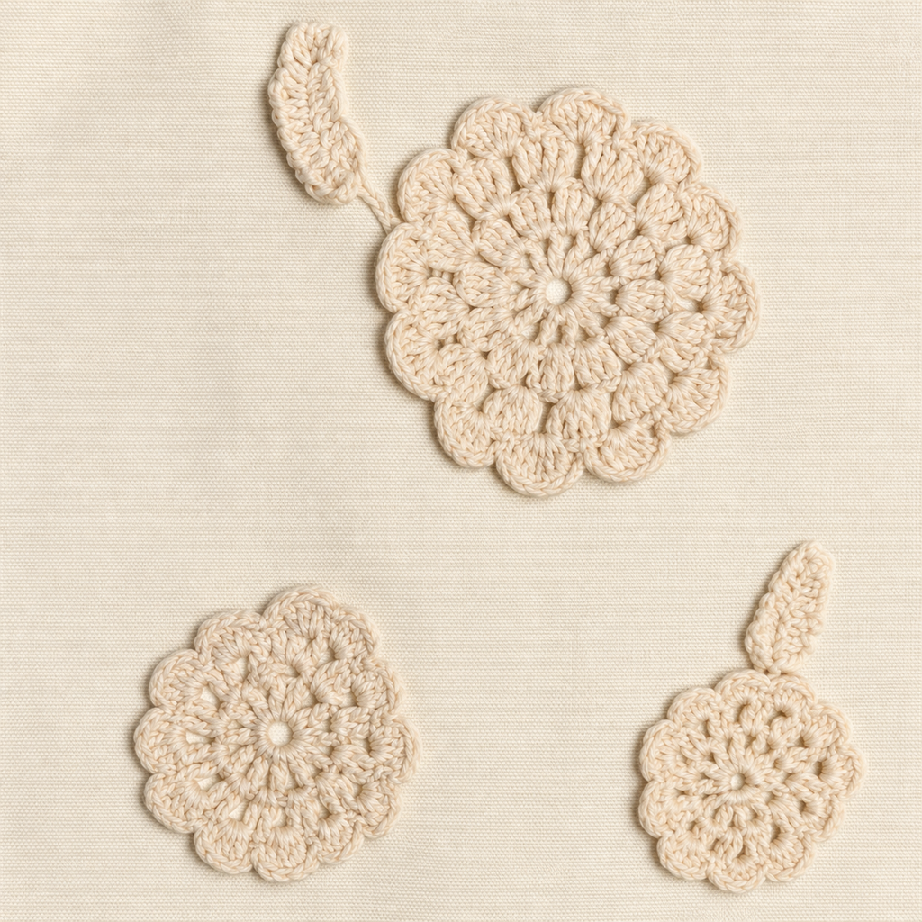 Detalle de las flores de crochet