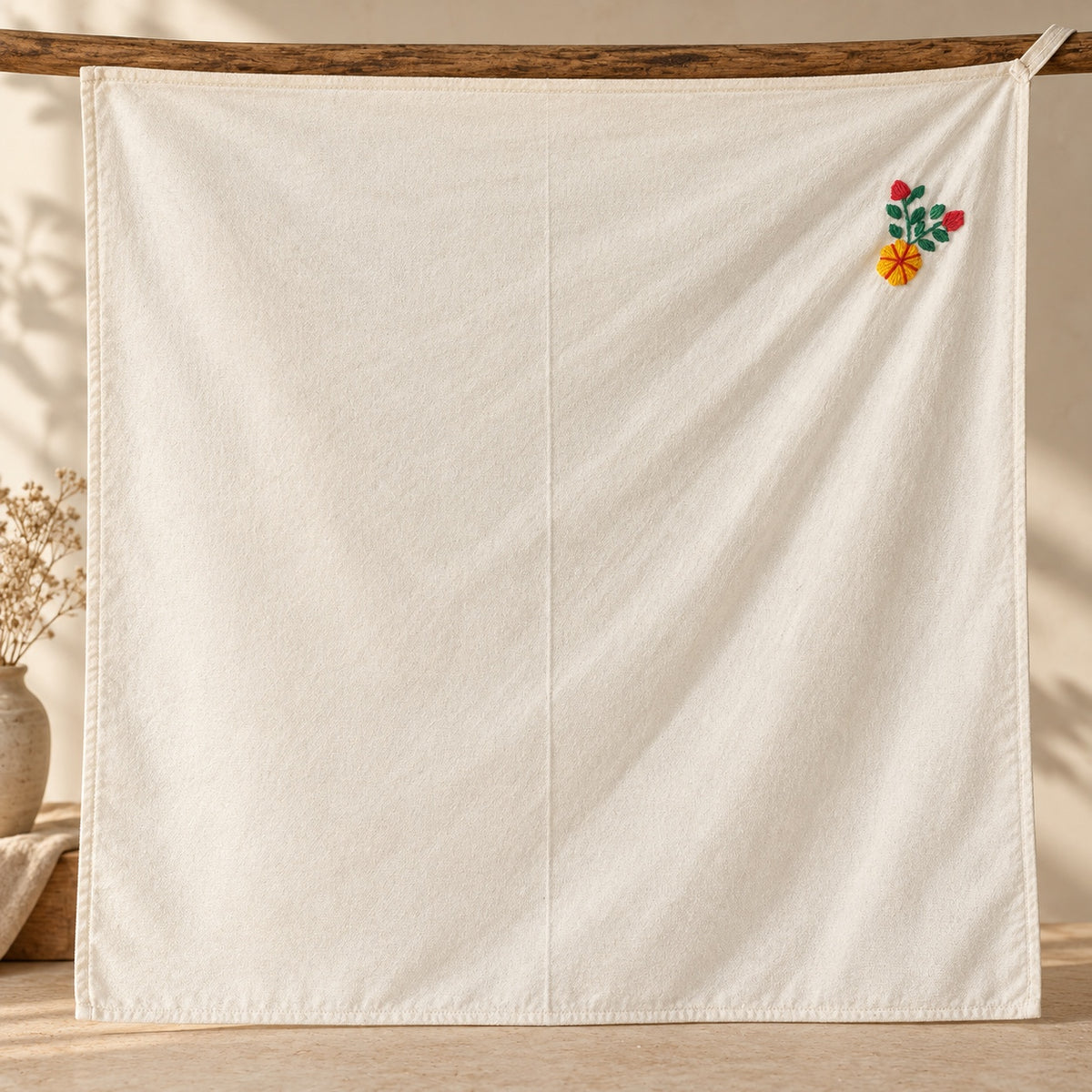 Toalla secadora con bordado floral, portada