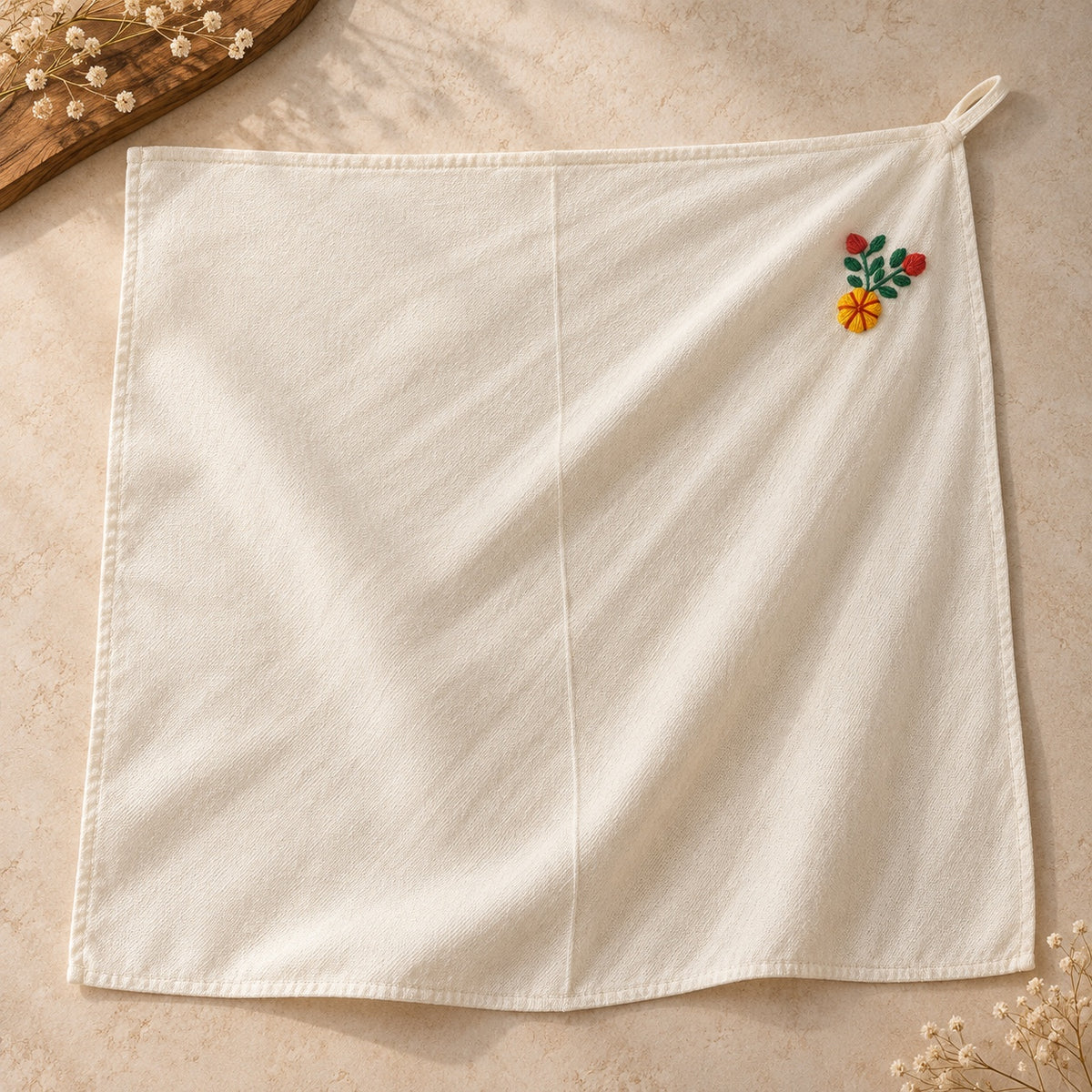 Toalla secadora con bordado floral, vista adicional