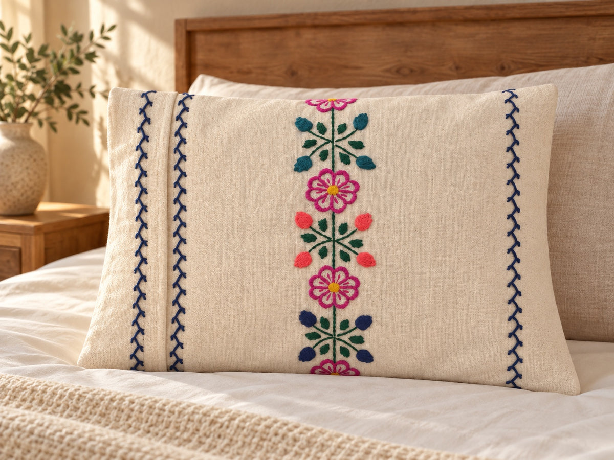 Funda de almohada bordada, estilo de vida