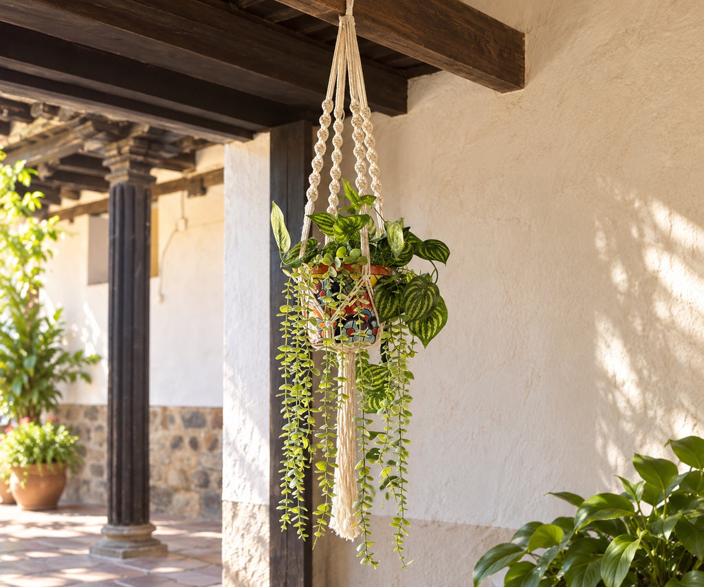 Macetero colgante de macramé, estilo de vida
