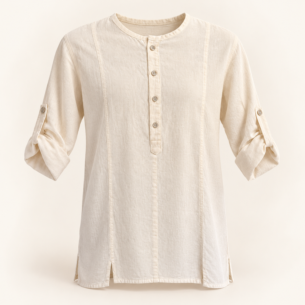 Camisa de hombre cerrada manga doblable, vista frontal