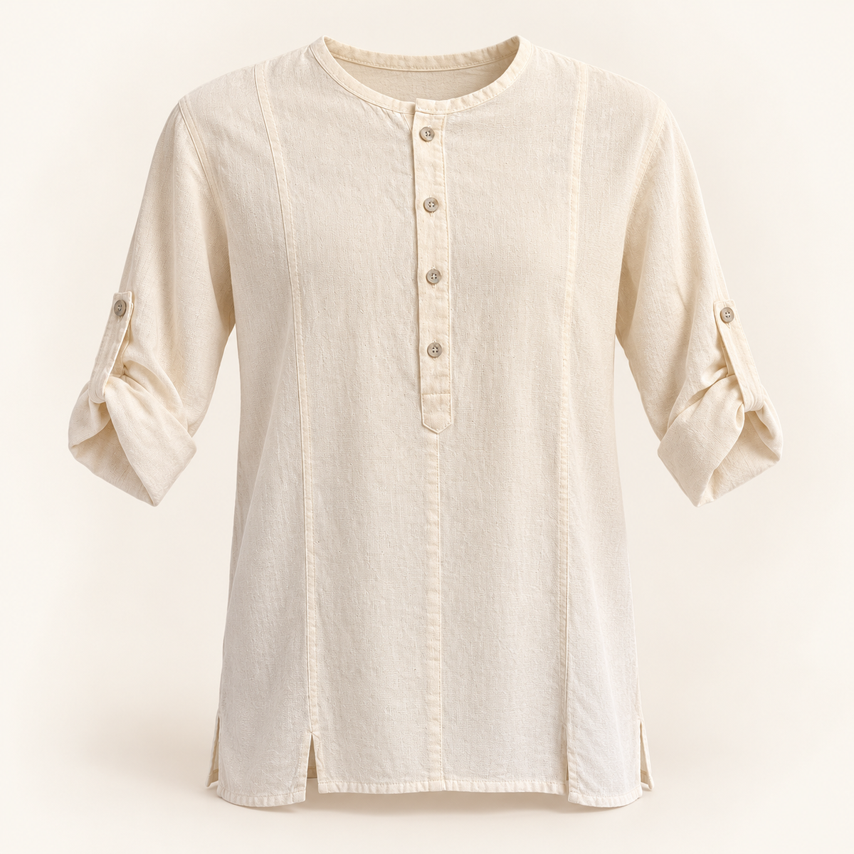 Camisa de hombre cerrada manga doblable, vista frontal