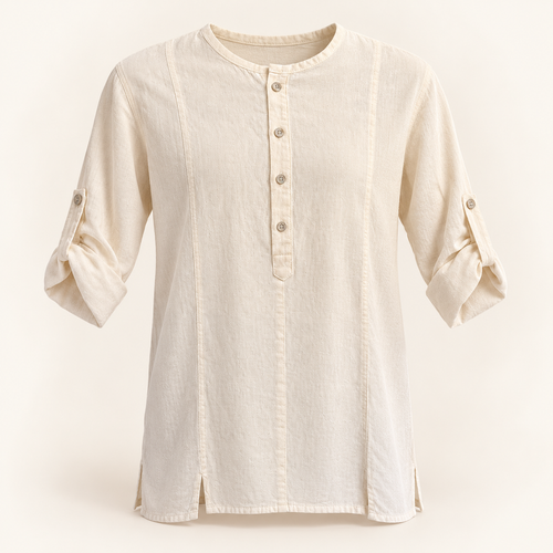 Camisa de hombre cerrada manga doblable, vista frontal