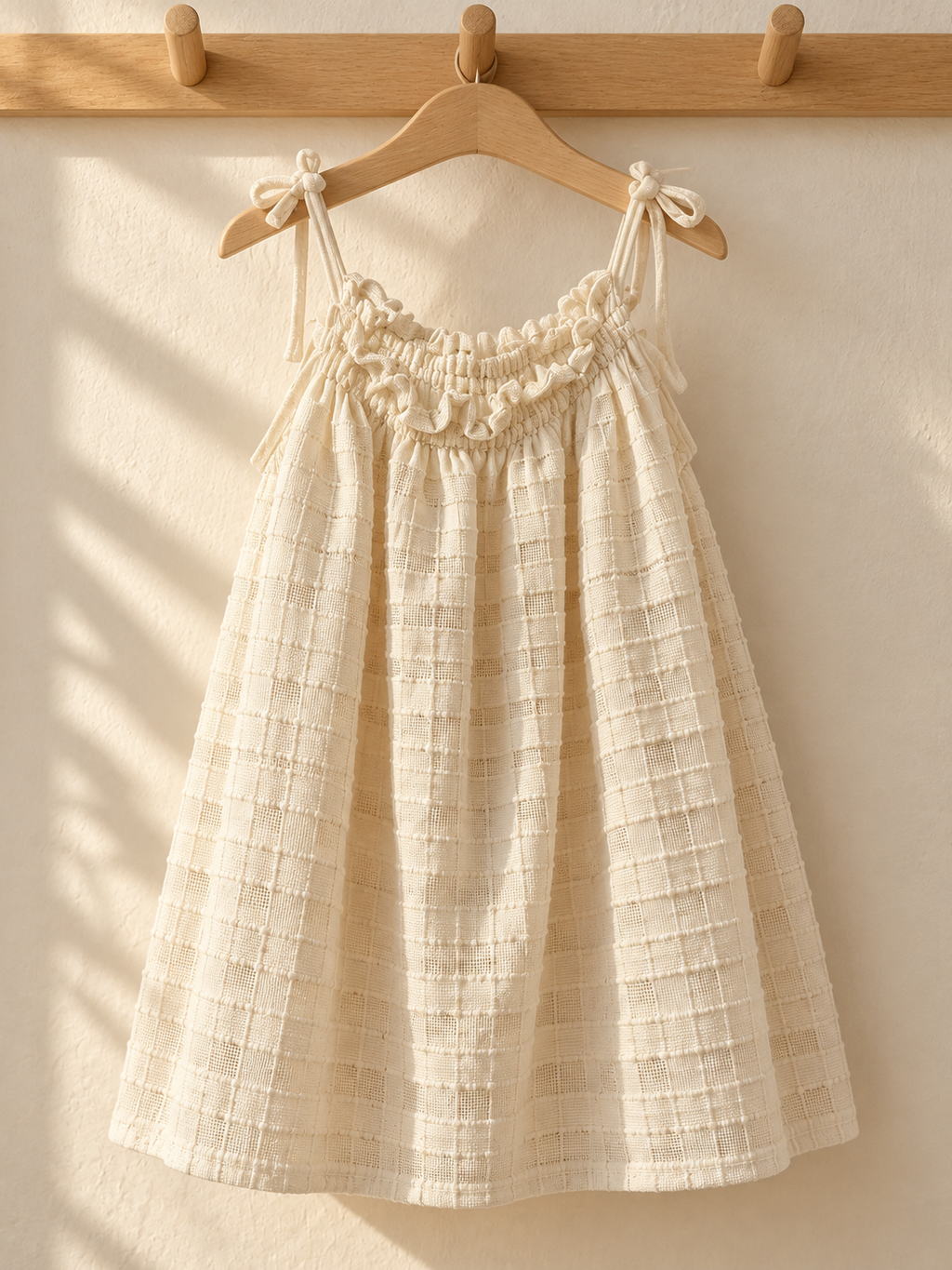 Vestido de niña de panalillo con tirantes: ambiente (imagen ilustrativa creada con IA)