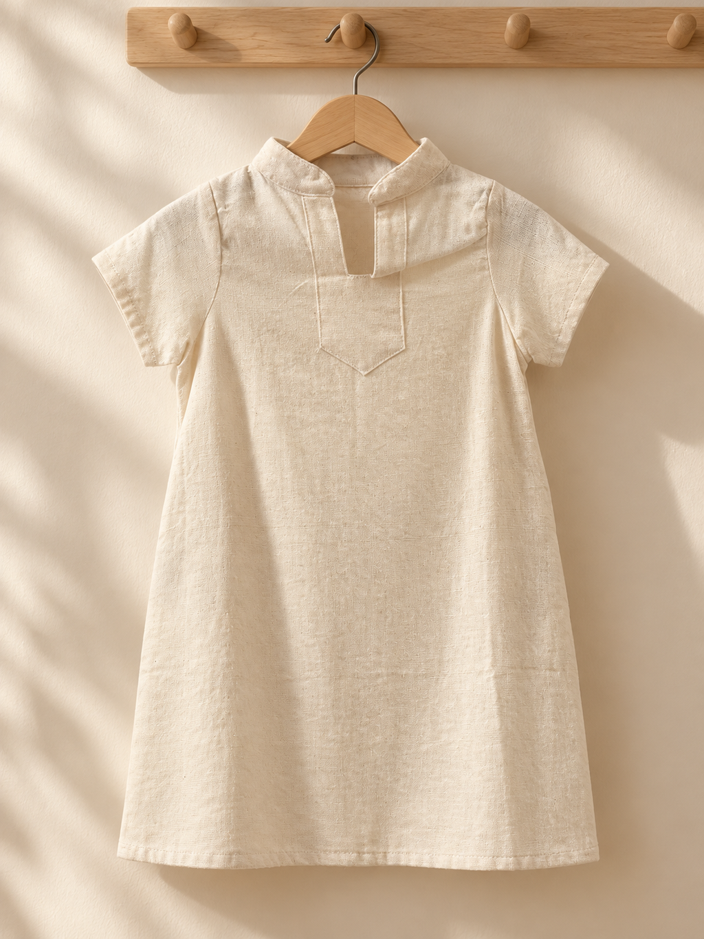 Vestido de niña de cuello abierto, liso: ambiente (imagen ilustrativa creada con IA)