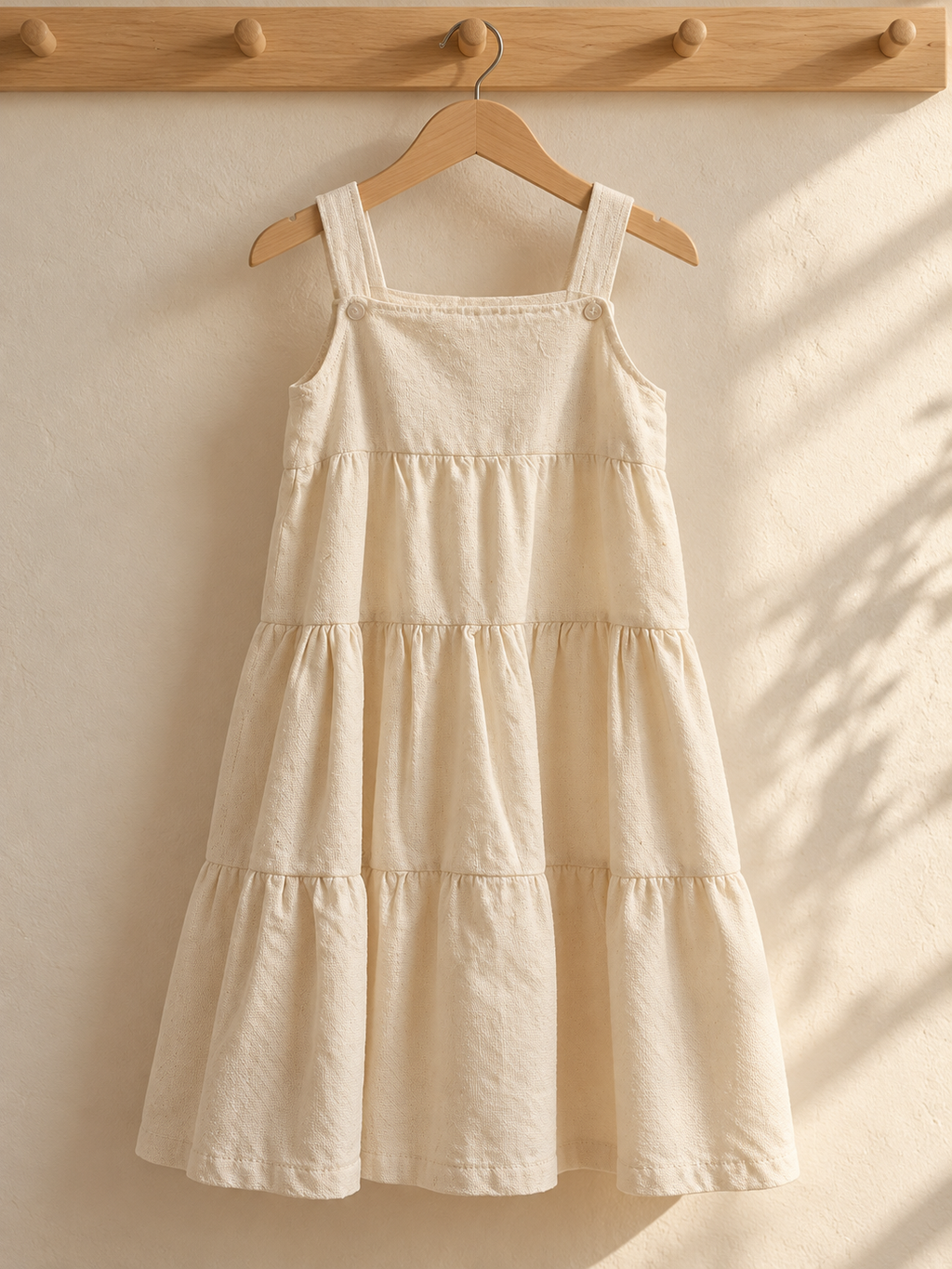 Vestido de niña de tirantes con capas: ambiente (imagen ilustrativa creada con IA)