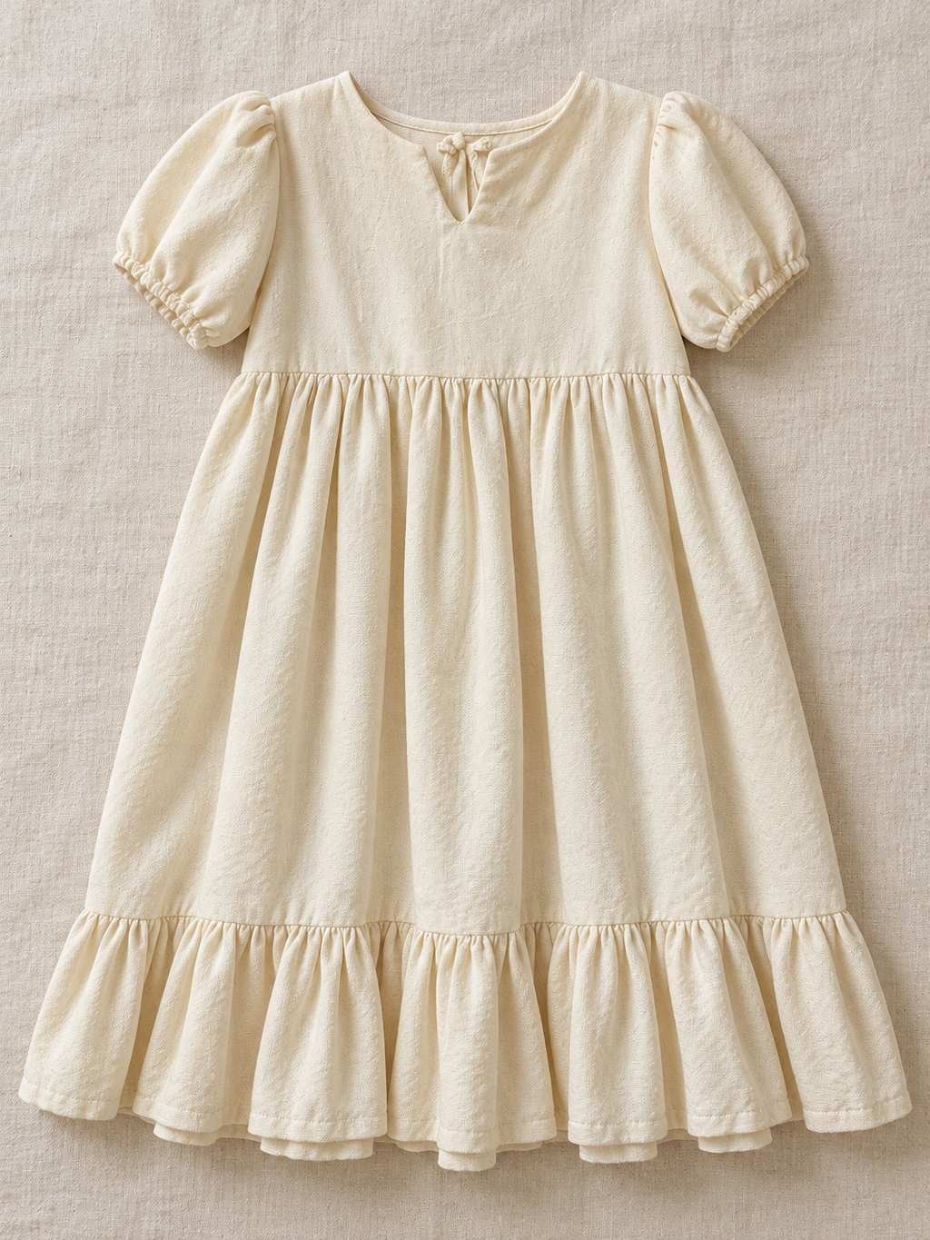 Vestido largo de niña con olán y manga globo: vista adicional (imagen ilustrativa creada con IA)