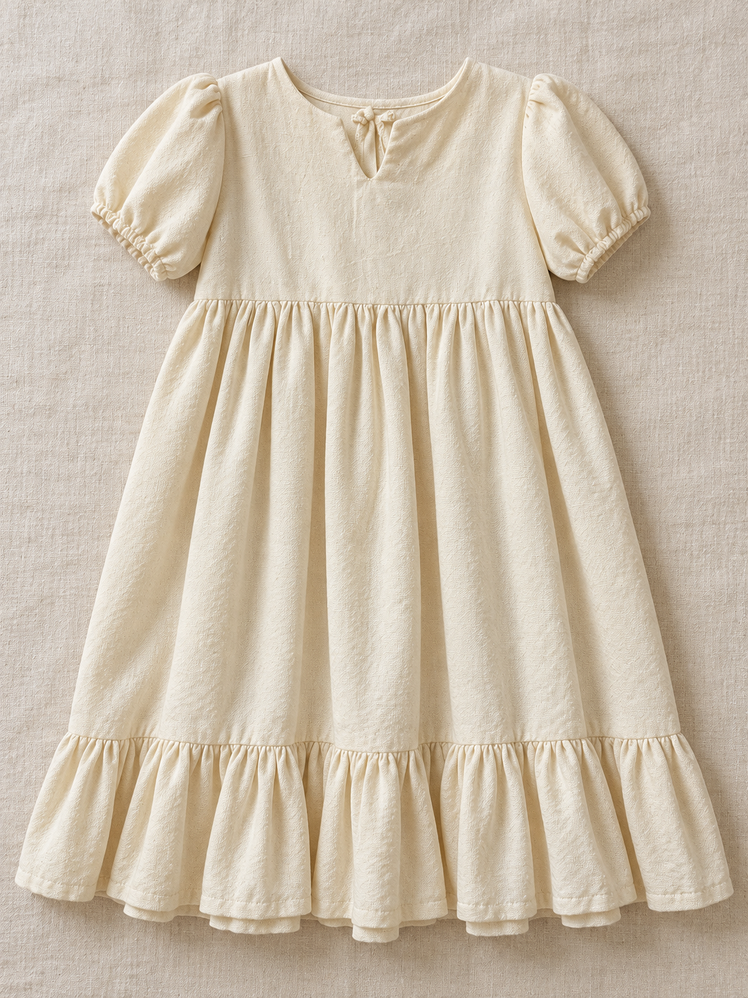 Vestido largo de niña con olán y manga globo: vista adicional (imagen ilustrativa creada con IA)