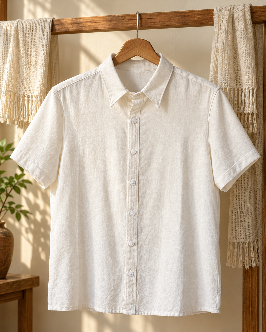 Camisa de hombre manga corta, en ambiente