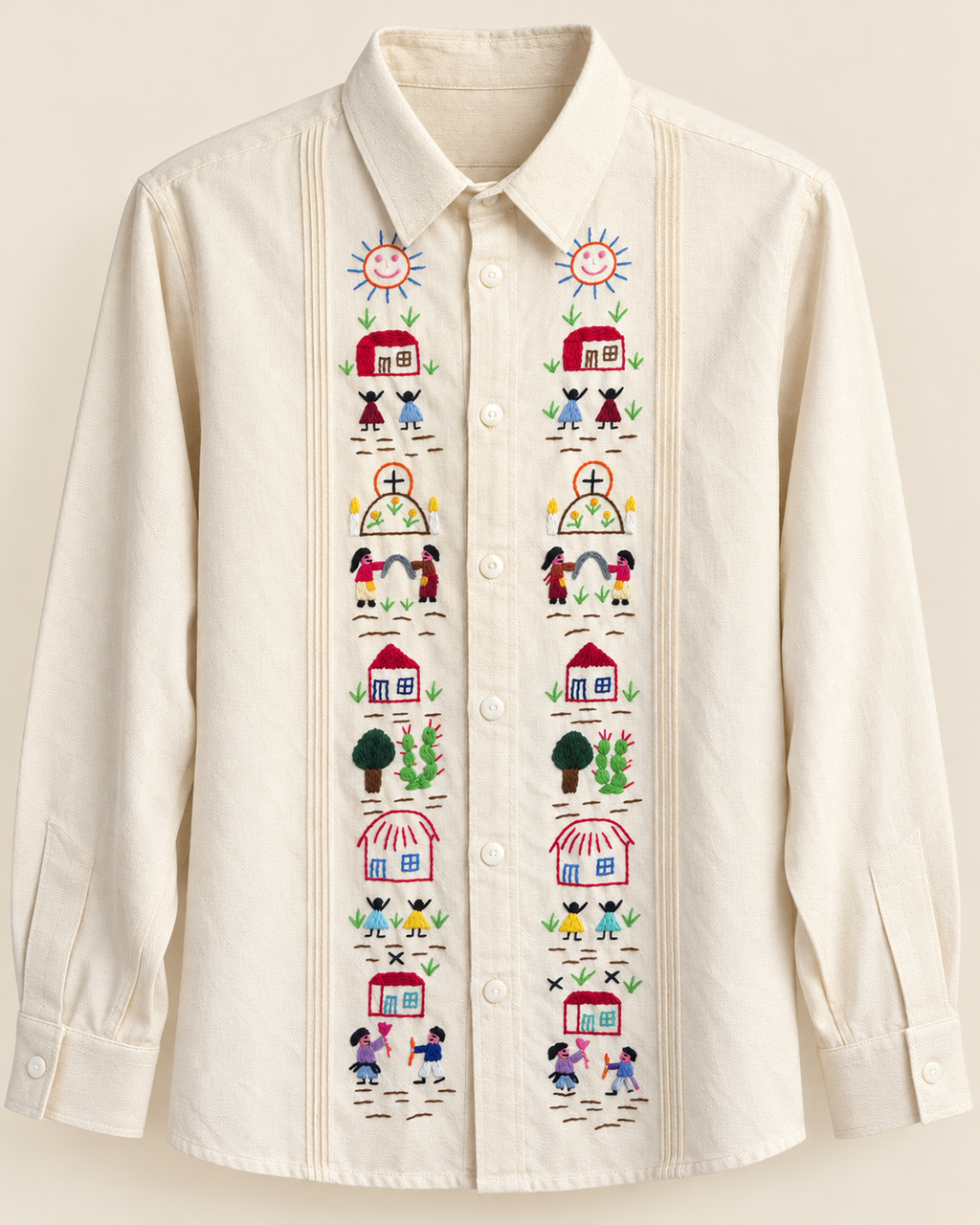 Camisa de hombre bordada Día de Muertos, vista frontal