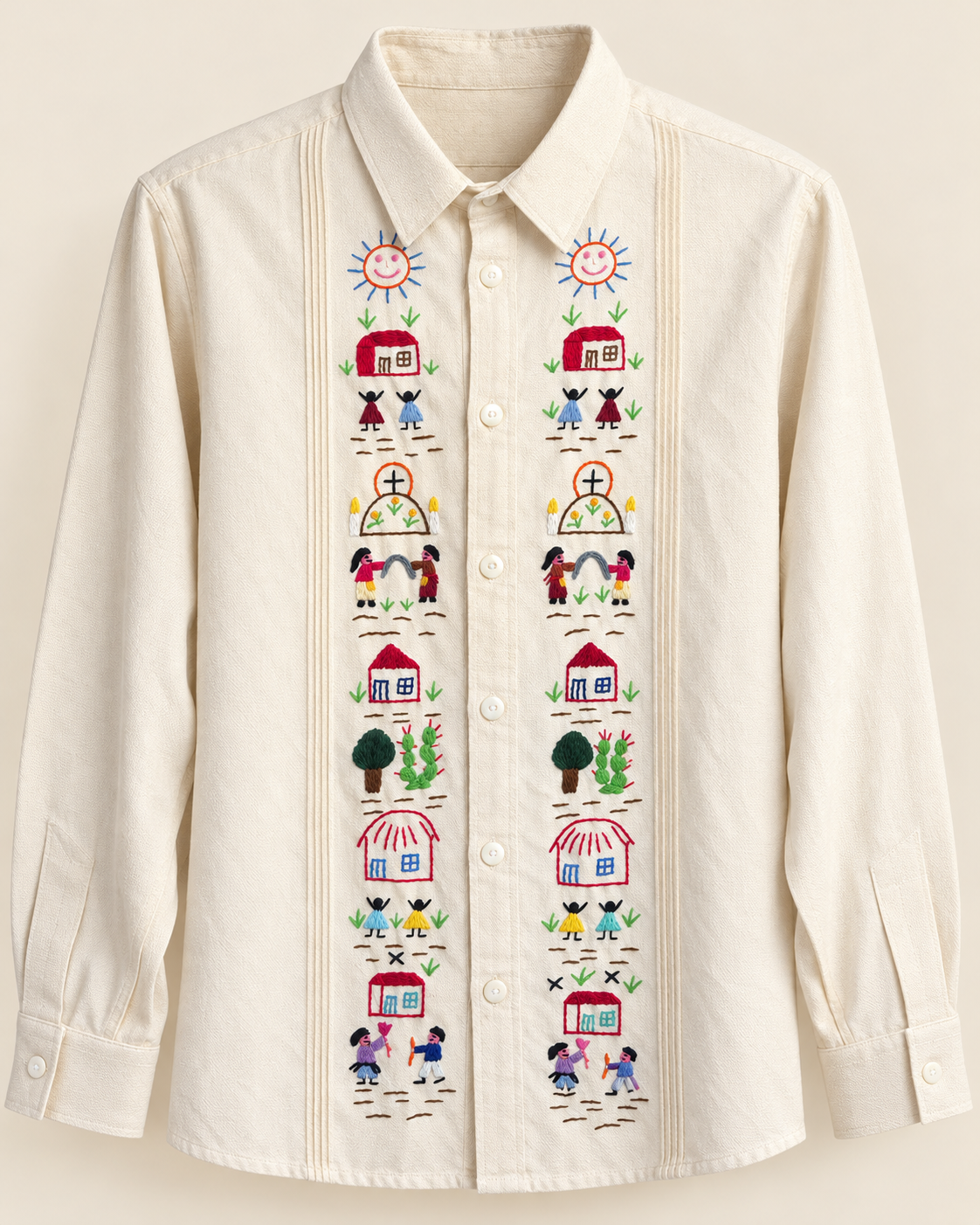 Camisa de hombre bordada Día de Muertos, vista frontal