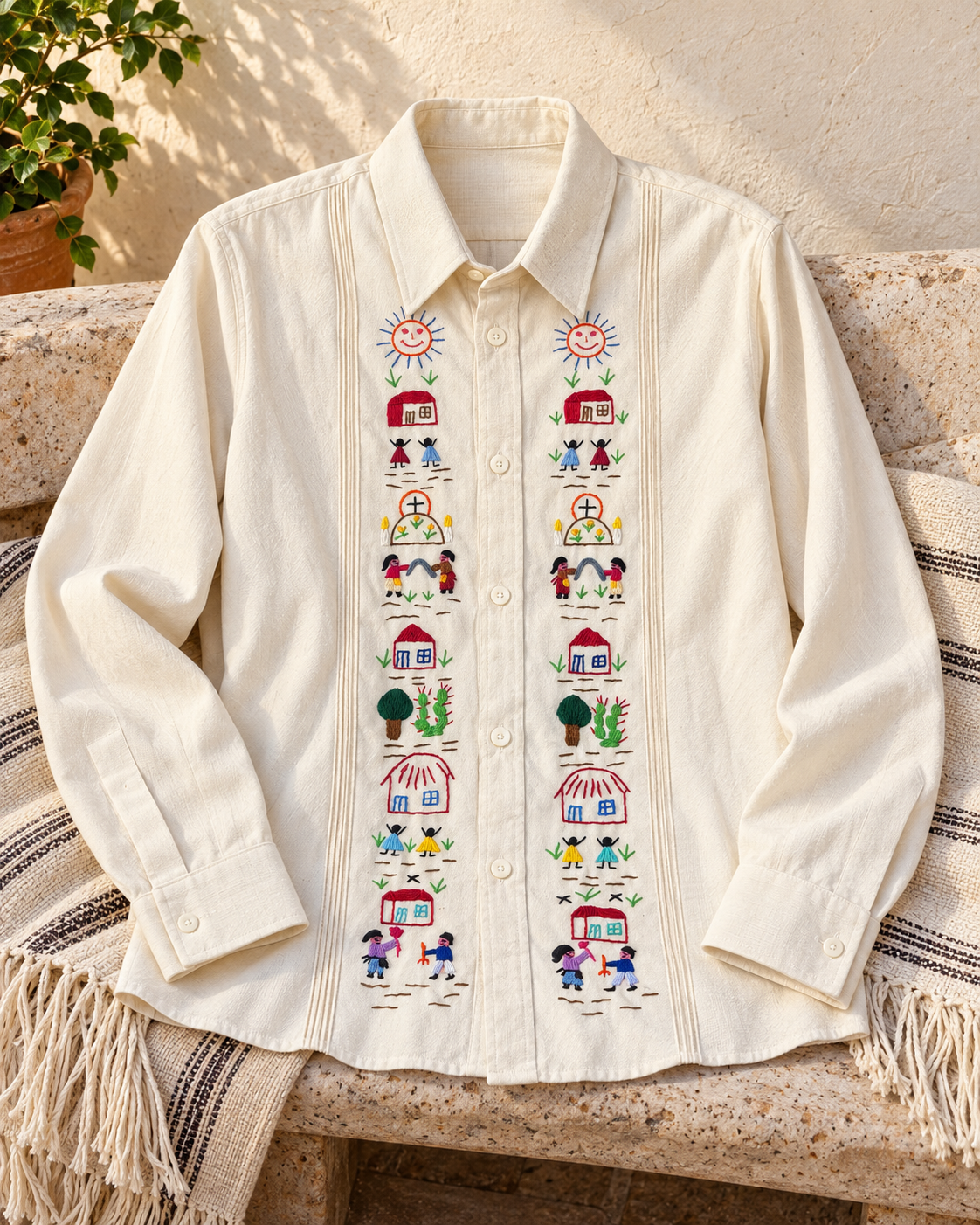 Camisa de hombre bordada Día de Muertos, foto editorial