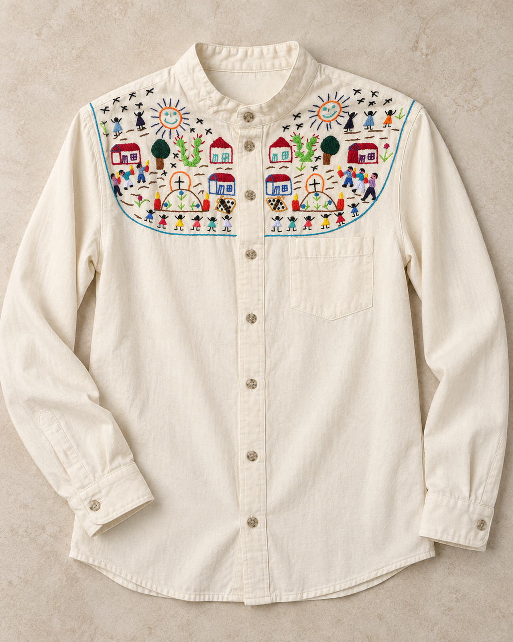 Camisa de hombre bordada La Aldea, vista adicional