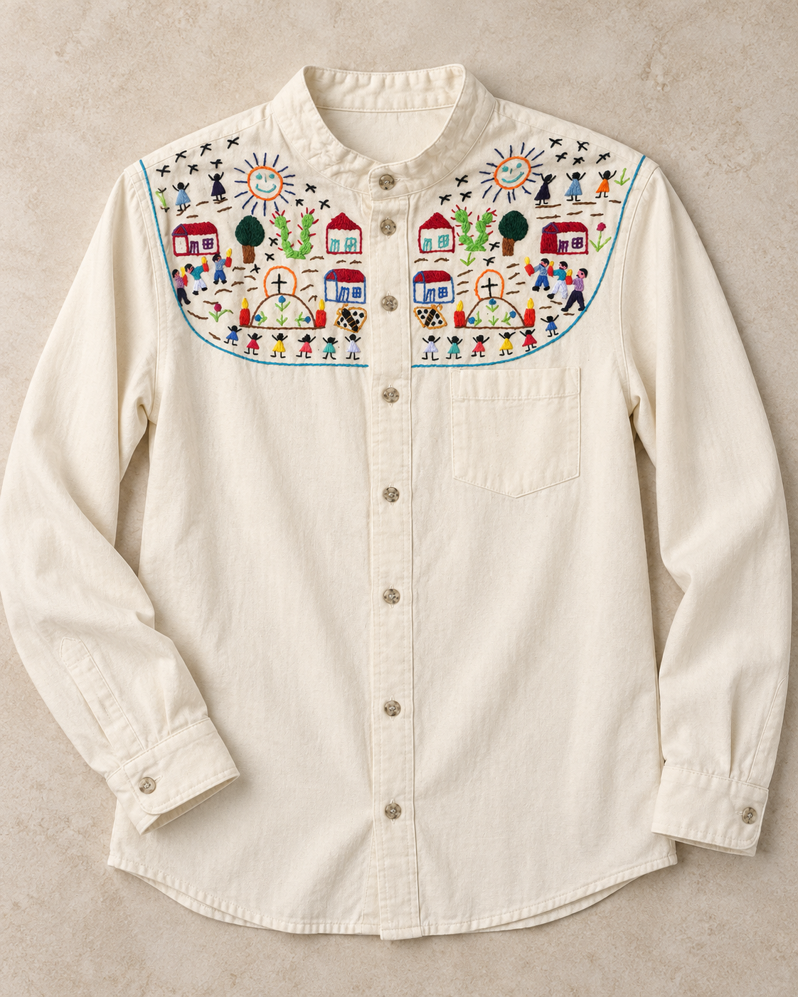 Camisa de hombre bordada La Aldea, vista adicional