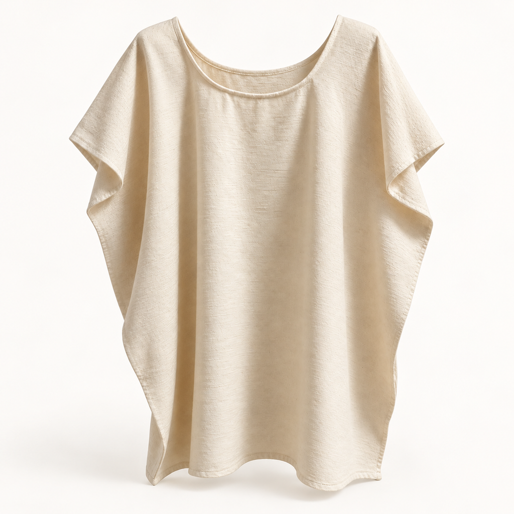 Blusa amplia de manta lisa, vista en ángulo
