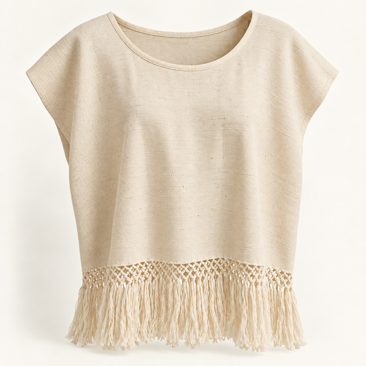 Blusa de cuello abierto con calado, vista en ángulo