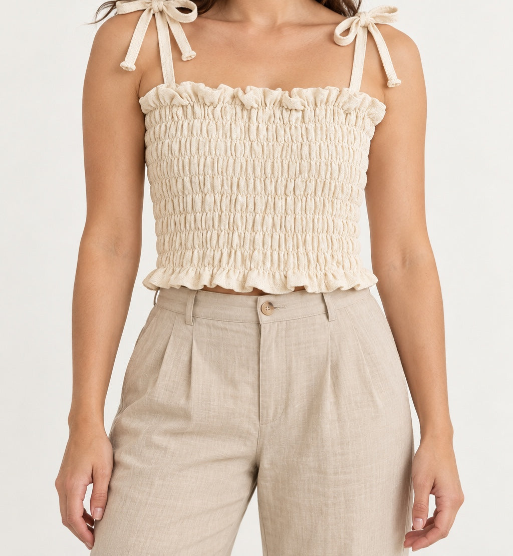 Top fruncido de tirantes MC-005 – look cotidiano