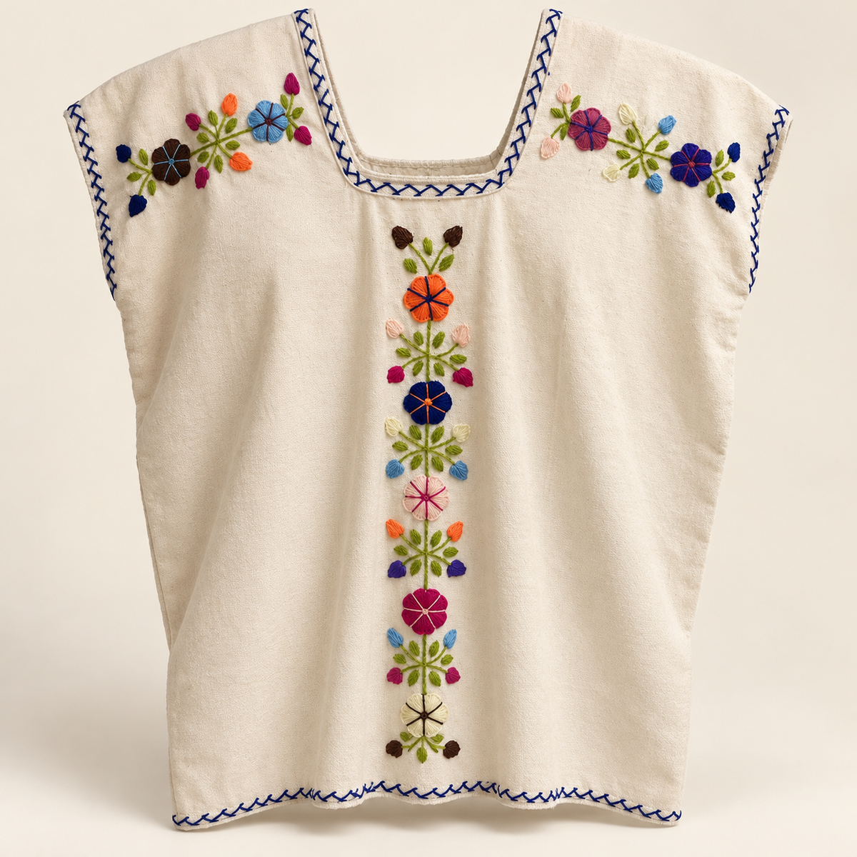 Blusa bordada de flores, vista frontal