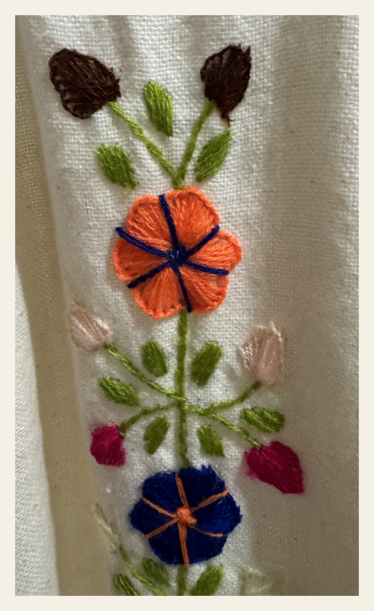 Detalle del bordado de flores