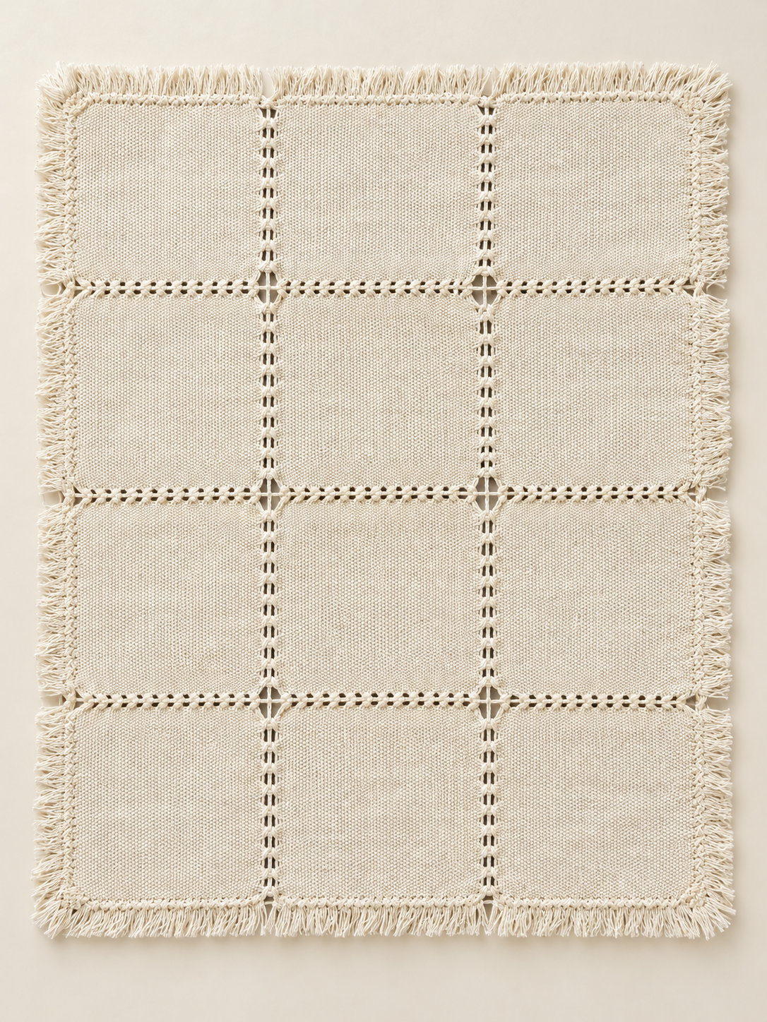 Mantel individual deshilado 3×4: vista principal (imagen ilustrativa creada con IA)