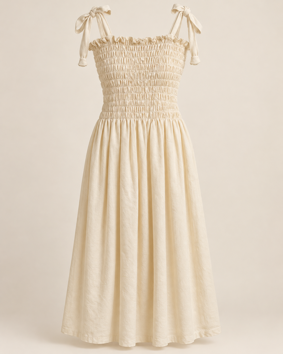 Vestido de mujer con pechera fruncida, vista frontal