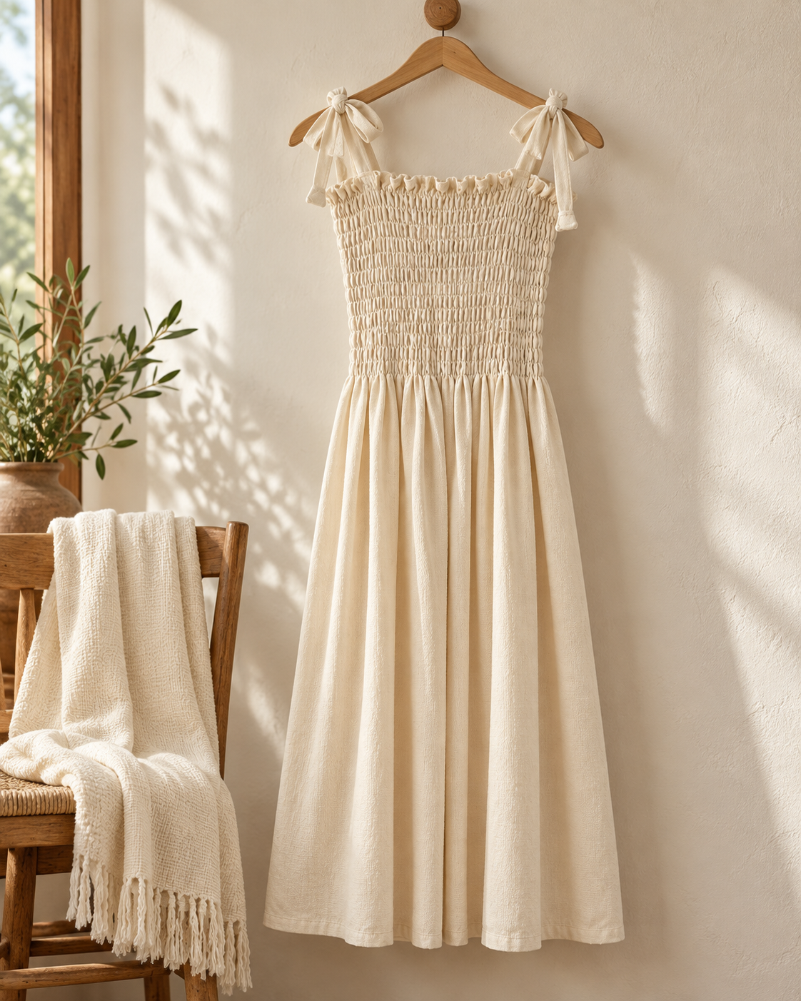 Vestido de mujer con pechera fruncida, estilo de vida